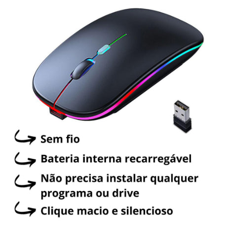 Mouse sem Fio USB Recarregável